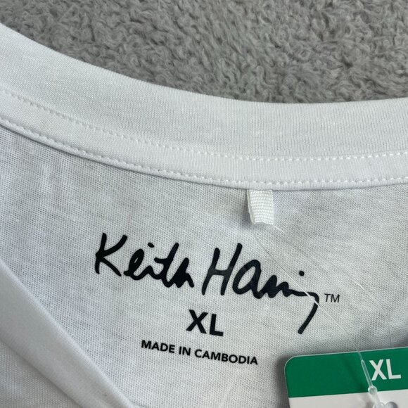 NEW Keith Haring Women's XL Graphic T-Shirt White & Red - Picture 6 of 9